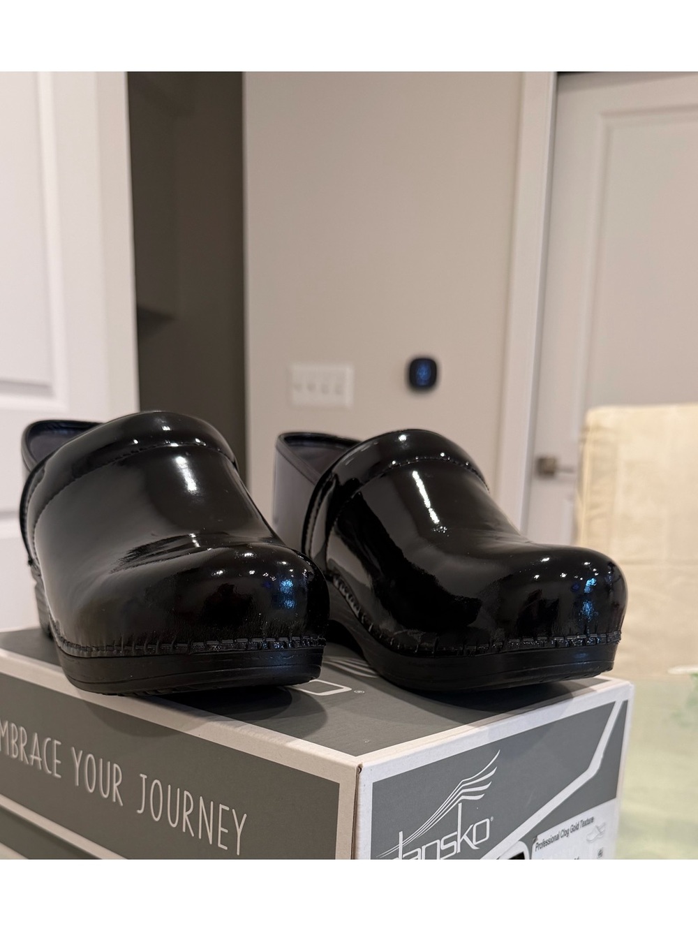 Dansko Black Patent Leather Slip-On Clogs for Men
